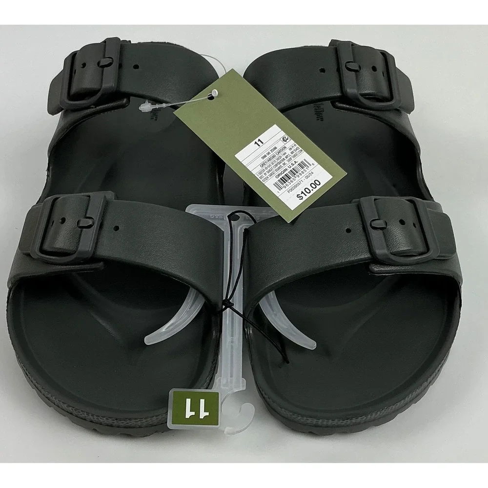Goodfellow & Co.‎ Men's Two Band Buckle Slide Sandals - Dark Gray, Size 11